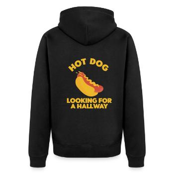 Hot Dog Looking For A Hallway - Unisex Premium Organic Zip Hoodie - black - Back - Nico (187cm)