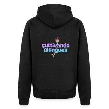 Cultivando Bilingües Spanish Teacher Apparel - Unisex Premium Organic Zip Hoodie - black - Back - Nico (187cm)