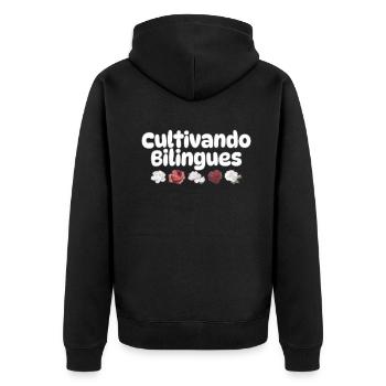 Cultivando Bilingües Spanish Teacher Apparel - Unisex Premium Organic Zip Hoodie - black - Back - Nico (187cm)