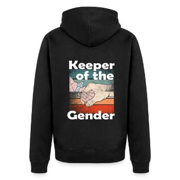 Keeper Of The Gender - Unisex Premium Organic Zip Hoodie - black - Back - Nico (187cm)
