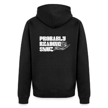 Wahrscheinlich Smut lesen Vintage-Bücher Schmutz - Unisex Premium Bio Zip Hoodie - Schwarz - Hinten - Nico (187cm)
