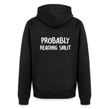 Wahrscheinlich Smut lesen Vintage-Bücher Schmutz - Unisex Premium Bio Zip Hoodie - Schwarz - Hinten - Nico (187cm)