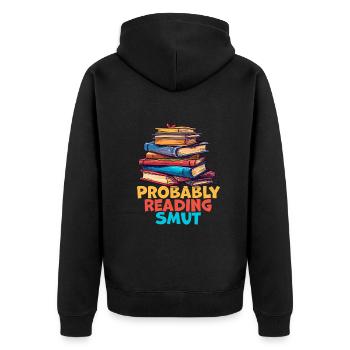 Wahrscheinlich Smut lesen Vintage-Bücher Schmutz - Unisex Premium Bio Zip Hoodie - Schwarz - Hinten - Nico (187cm)