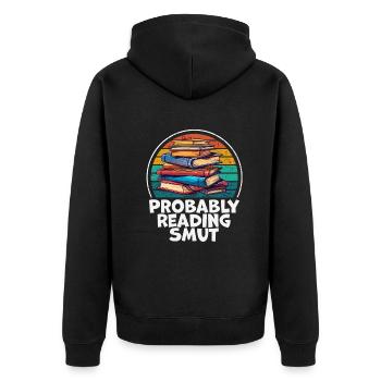 Wahrscheinlich Smut lesen Vintage-Bücher Schmutz - Unisex Premium Bio Zip Hoodie - Schwarz - Hinten - Nico (187cm)