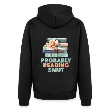 Wahrscheinlich Smut lesen Vintage-Bücher Schmutz - Unisex Premium Bio Zip Hoodie - Schwarz - Hinten - Nico (187cm)