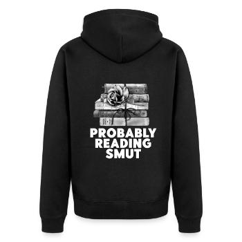 Wahrscheinlich Smut lesen Vintage-Bücher Schmutz - Unisex Premium Bio Zip Hoodie - Schwarz - Hinten - Nico (187cm)