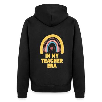 In meiner Lehrzeit Unterricht - Unisex Premium Bio Zip Hoodie - Schwarz - Hinten - Nico (187cm)