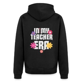 In meiner Lehrzeit Unterricht - Unisex Premium Bio Zip Hoodie - Schwarz - Hinten - Nico (187cm)