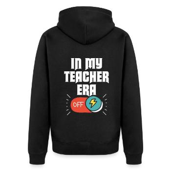 In meiner Lehrzeit Unterricht - Unisex Premium Bio Zip Hoodie - Schwarz - Hinten - Nico (187cm)