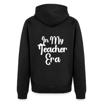 In meiner Lehrära Lehren - Unisex Premium Bio Zip Hoodie - Schwarz - Hinten - Nico (187cm)