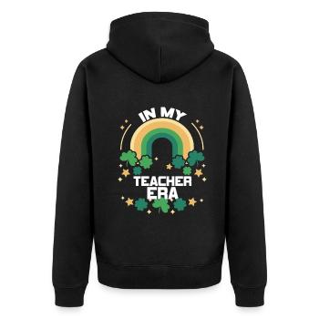 In meiner Lehrzeit Unterricht - Unisex Premium Bio Zip Hoodie - Schwarz - Hinten - Nico (187cm)