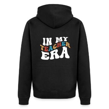 In meiner Lehrzeit Unterricht - Unisex Premium Bio Zip Hoodie - Schwarz - Hinten - Nico (187cm)
