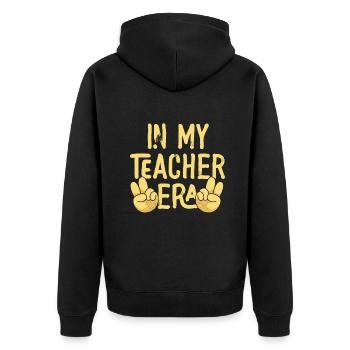 In meiner Lehrzeit Unterricht - Unisex Premium Bio Zip Hoodie - Schwarz - Hinten - Nico (187cm)