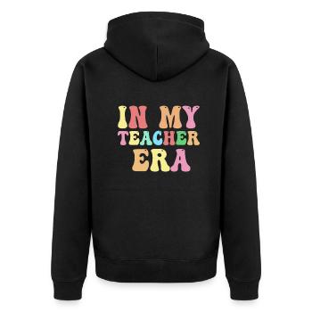 In meiner Lehrzeit Unterricht - Unisex Premium Bio Zip Hoodie - Schwarz - Hinten - Nico (187cm)