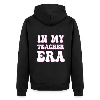In meiner Lehrzeit Unterricht - Unisex Premium Bio Zip Hoodie - Schwarz - Hinten - Nico (187cm)