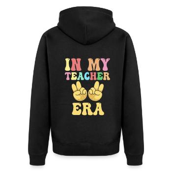 In meiner Lehrzeit Unterricht - Unisex Premium Bio Zip Hoodie - Schwarz - Hinten - Nico (187cm)