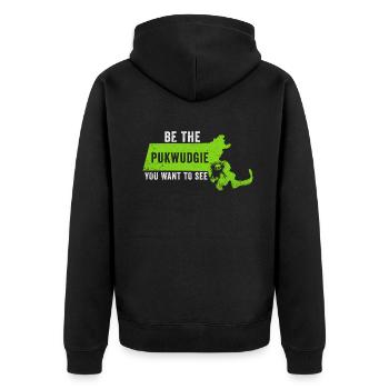 Pukwudgie Cryptid Folklore Myths - Unisex Premium Organic Zip Hoodie - black - Back - Nico (187cm)