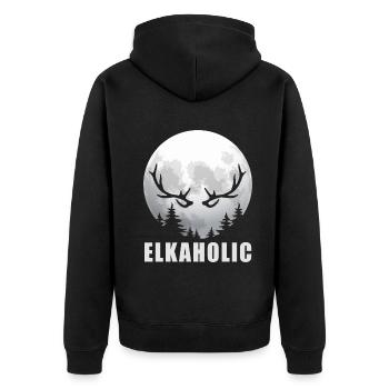Elk Hunting Elkaholic Hunters - Unisex Premium Organic Zip Hoodie - black - Back - Nico (187cm)