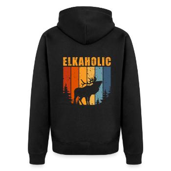 Elchjagd Elkaholic Jäger - Unisex Premium Bio Zip Hoodie - Schwarz - Hinten - Nico (187cm)