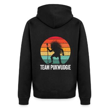 Pukwudgie Cryptid Folklore Myths - Unisex Premium Organic Zip Hoodie - black - Back - Nico (187cm)