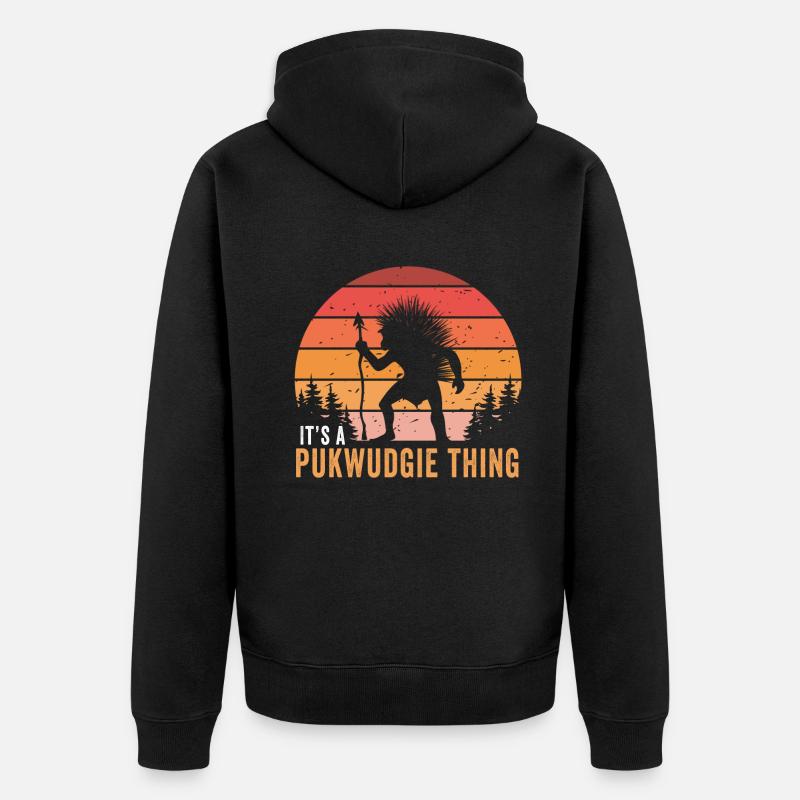 Pukwudgie Cryptide Mythes folkloriques - Veste à capuche bio Premium Unisexe - noir