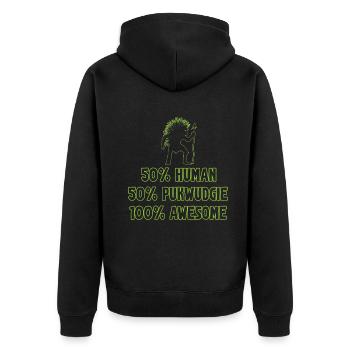 Pukwudgie Kryptide Folklore Mythen - Unisex Premium Bio Zip Hoodie - Schwarz - Hinten - Nico (187cm)