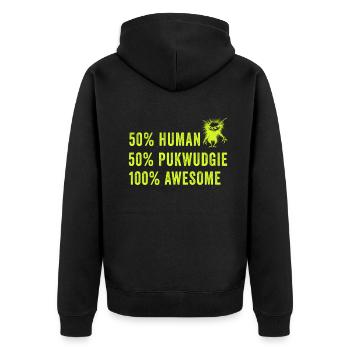 Pukwudgie Kryptide Folklore Mythen - Unisex Premium Bio Zip Hoodie - Schwarz - Hinten - Nico (187cm)
