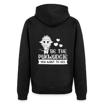 Pukwudgie Cryptid Folklore Myths - Unisex Premium Organic Zip Hoodie - black - Back - Nico (187cm)