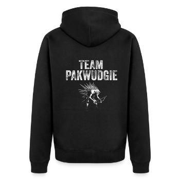 Pukwudgie Kryptide Folklore Mythen - Unisex Premium Bio Zip Hoodie - Schwarz - Hinten - Nico (187cm)