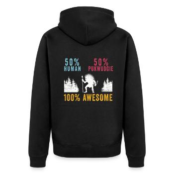Pukwudgie Cryptid Folklore Myths - Unisex Premium Organic Zip Hoodie - black - Back - Nico (187cm)