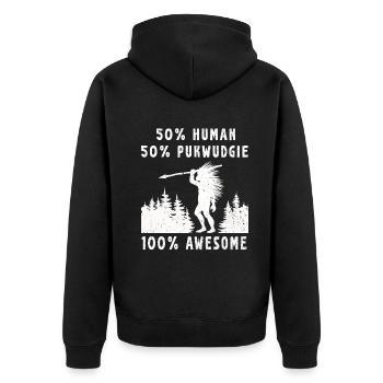 Pukwudgie Cryptid Folklore Myths - Unisex Premium Organic Zip Hoodie - black - Back - Nico (187cm)