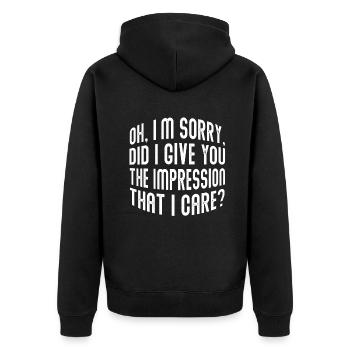 Indifference Sarcasm Different Attitude - Unisex Premium Organic Zip Hoodie - black - Back - Nico (187cm)