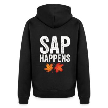 Ahornsirup Baum Klopfen Lustiger Herbst - Unisex Premium Bio Zip Hoodie - Schwarz - Hinten - Nico (187cm)