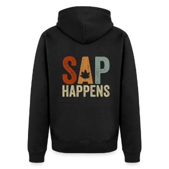Ahornsirup Baum Klopfen Lustiger Herbst - Unisex Premium Bio Zip Hoodie - Schwarz - Hinten - Nico (187cm)