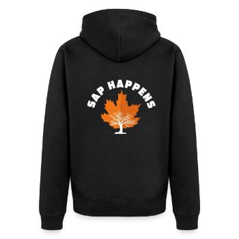 Ahornsirup Baum Klopfen Lustiger Herbst - Unisex Premium Bio Zip Hoodie - Schwarz - Hinten - Nico (187cm)