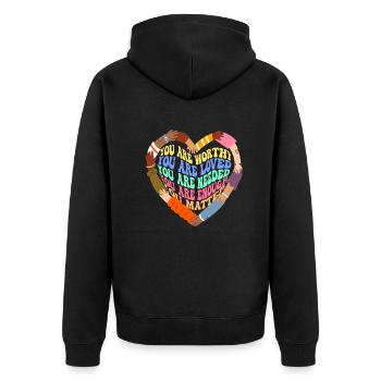 Depression und bipolares Bewusstsein: - Unisex Premium Bio Zip Hoodie - Schwarz - Hinten - Nico (187cm)