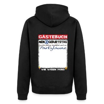 30. Geburtstag Mann und Frau Gästebuch - Unisex Premium Bio Zip Hoodie - Schwarz - Hinten - Nico (187cm)