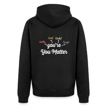 Depression und bipolares Bewusstsein: - Unisex Premium Bio Zip Hoodie - Schwarz - Hinten - Nico (187cm)