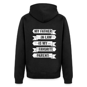 Plaisir familial préféré du fils et du père - A - Veste à capuche bio Premium Unisexe - noir - Dos - Nico (187cm)