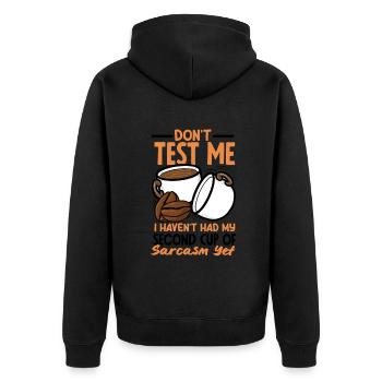 Second Cup of Sarcasm Humorous - Unisex Premium Bio Zip Hoodie - Schwarz - Hinten - Nico (187cm)