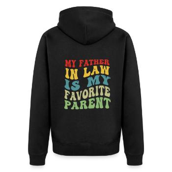 Lieblingssohn und -vater Familienspaß - A - Unisex Premium Bio Zip Hoodie - Schwarz - Hinten - Nico (187cm)