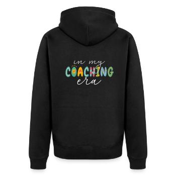 Proud Coach Apparel - Best Coach, Team - Unisex Premium Organic Zip Hoodie - black - Back - Nico (187cm)