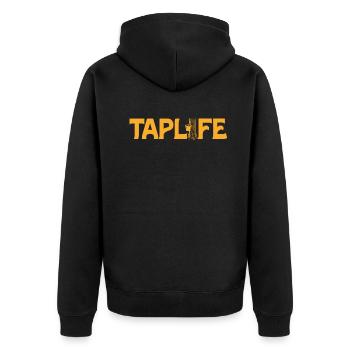 Ahornzapfer Sirup Männer Frauen Herbst - Unisex Premium Bio Zip Hoodie - Schwarz - Hinten - Nico (187cm)