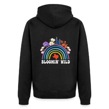 Wildflower Fields Wildflowers Bluebonnet - Unisex Premium Organic Zip Hoodie - black - Back - Nico (187cm)