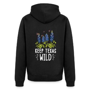 Wildflower Fields Wildflowers Bluebonnet - Unisex Premium Organic Zip Hoodie - black - Back - Nico (187cm)