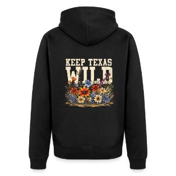 Wildflower Fields Wildflowers Bluebonnet - Unisex Premium Organic Zip Hoodie - black - Back - Nico (187cm)