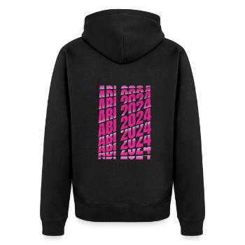 Abitur 2024 Abi Studium Abschlussklasse - Unisex Premium Bio Zip Hoodie - Schwarz - Hinten - Nico (187cm)