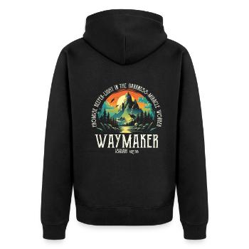 Waymaker Promise Keeper Miracle Worker - Unisex Premium Organic Zip Hoodie - black - Back - Nico (187cm)