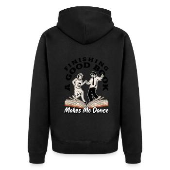 Finishing a Good Book Joyful Reader - Unisex Premium Bio Zip Hoodie - Schwarz - Hinten - Nico (187cm)