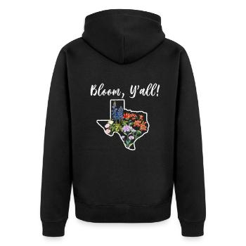 Wildflower Fields Wildflowers Bluebonnet - Unisex Premium Organic Zip Hoodie - black - Back - Nico (187cm)